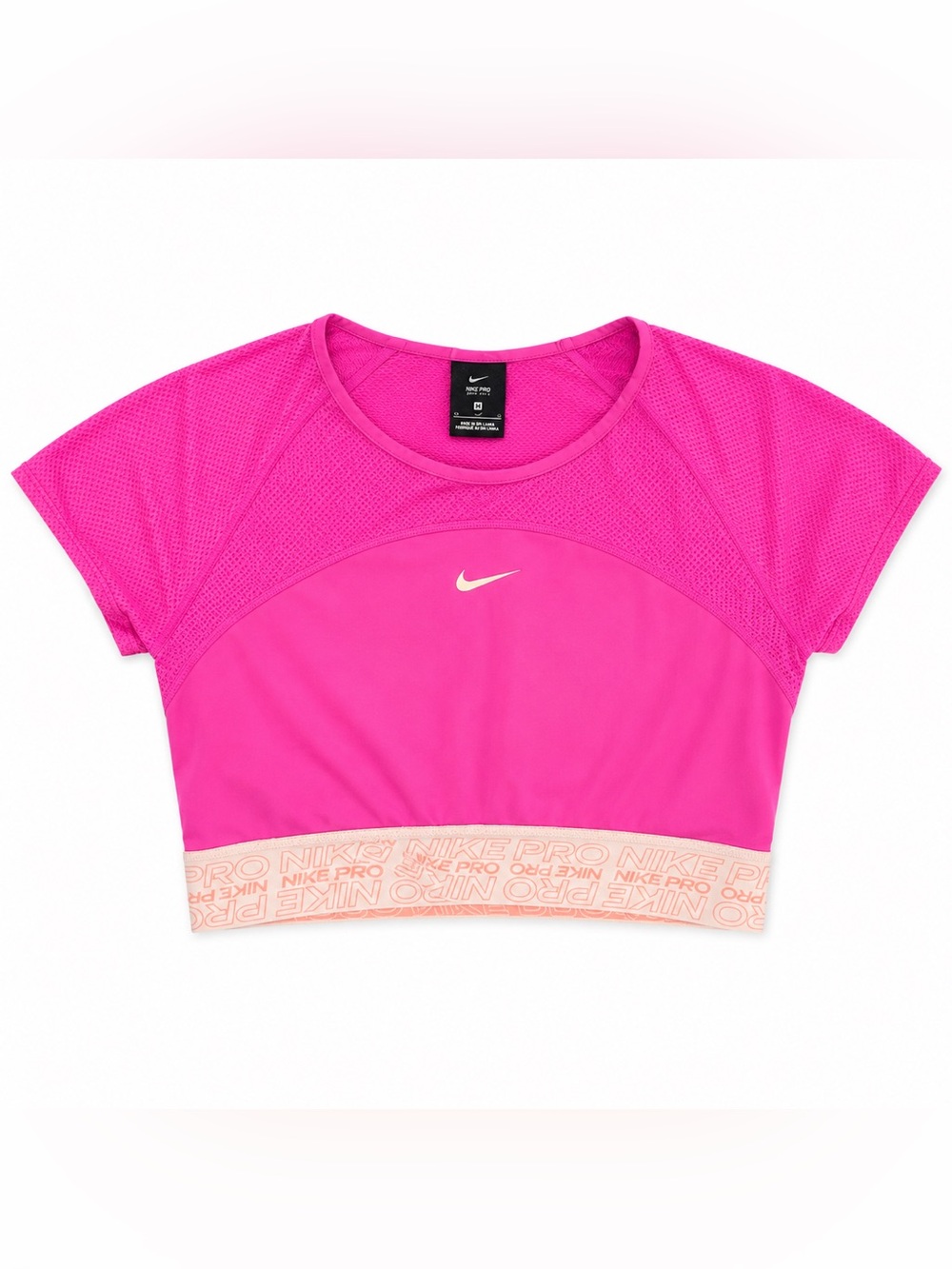 Nike Girls' Bright Pink Performance Crop Top with Logo Band